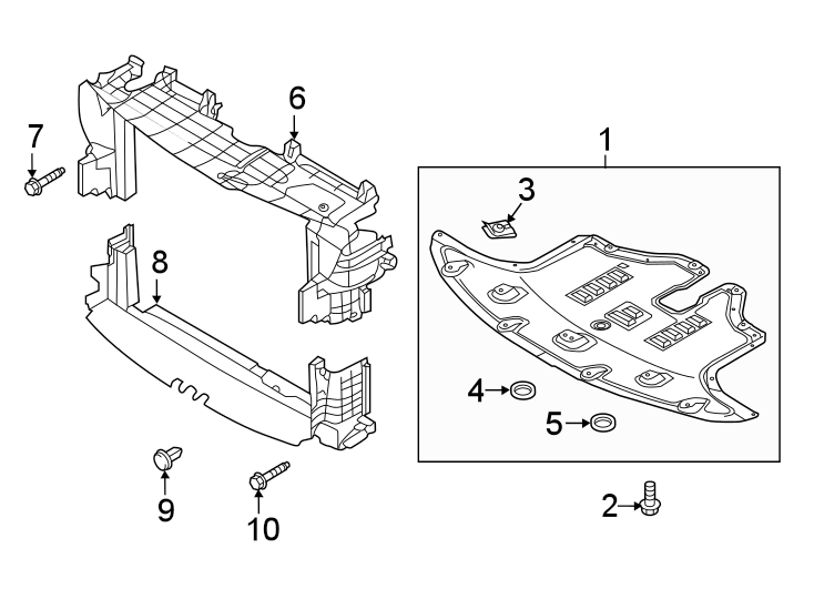 Diagram RADIATOR SUPPORT. SPLASH SHIELDS. for your 2019 Kia Rio   