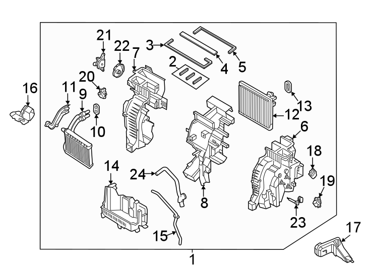 10Air conditioner & heater. Front door. Evaporator & heater components.https://images.simplepart.com/images/parts/motor/fullsize/2313124.png