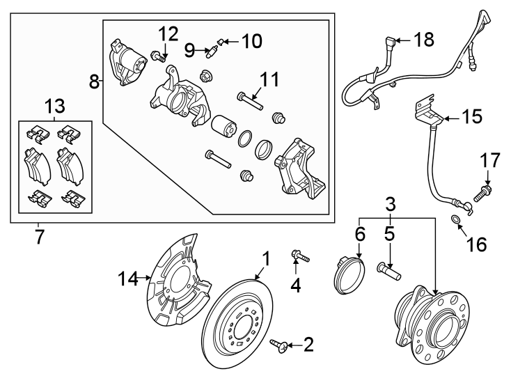 14Rear suspension. Brake components.https://images.simplepart.com/images/parts/motor/fullsize/2313710.png