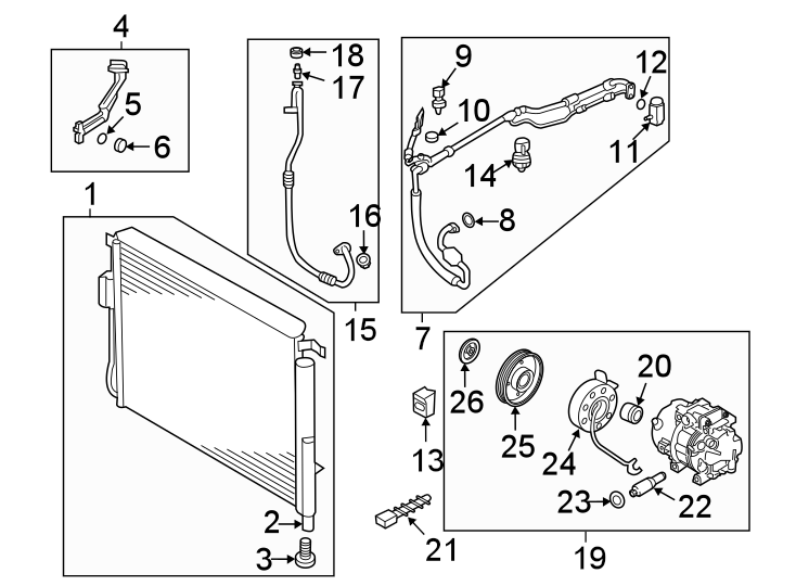 23AIR CONDITIONER & HEATER. COMPRESSOR & LINES. CONDENSER.https://images.simplepart.com/images/parts/motor/fullsize/2315080.png