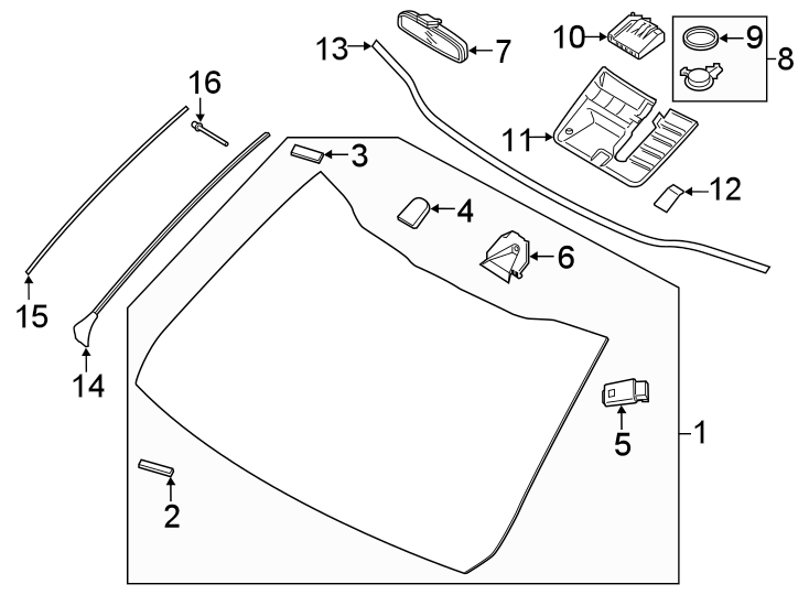 Diagram REVEAL MOLDINGS. WINDSHIELD GLASS. for your 2022 Kia Seltos   