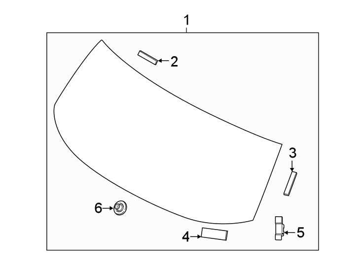 Full size assembly image of Lift gate. Steering column. Glass. (1/1)