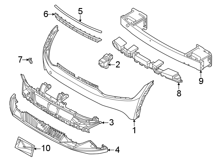 Diagram Front bumper & grille. Bumper & components. for your Kia Soul EV  