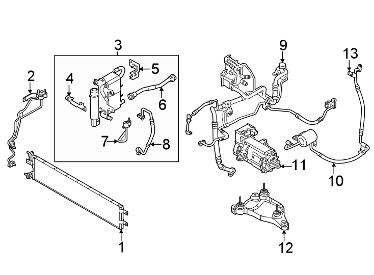 Diagram Air conditioner & heater. Compressor & lines. Condenser. for your Kia EV6  