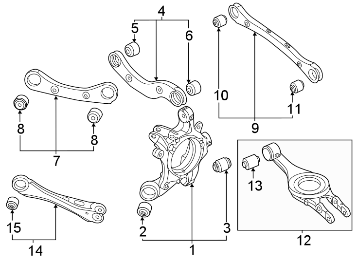 Diagram Rear suspension. Suspension components. for your Kia EV6  