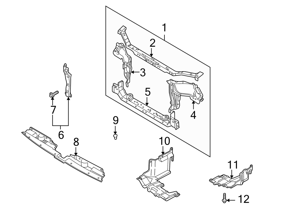 12RADIATOR SUPPORT.https://images.simplepart.com/images/parts/motor/fullsize/2410027.png