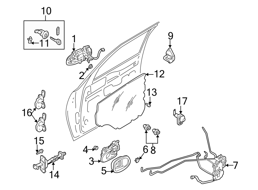 Diagram FRONT DOOR. LOCK & HARDWARE. for your 2016 Kia Forte 1.8L ULEV A/T LX Sedan 