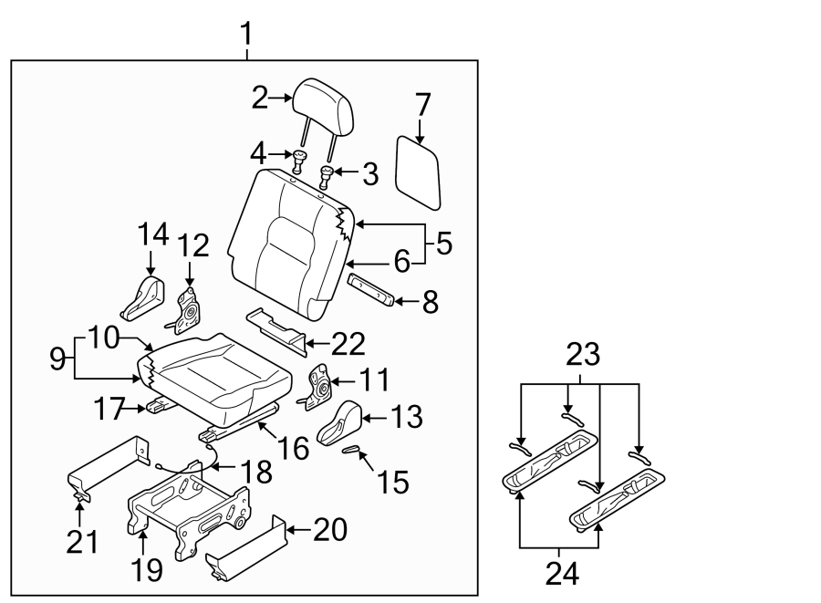 SEATS & TRACKS. REAR SEAT COMPONENTS.