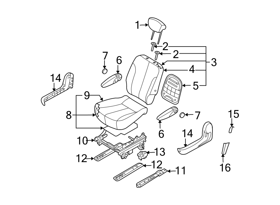 SEATS & TRACKS. REAR SEAT COMPONENTS.