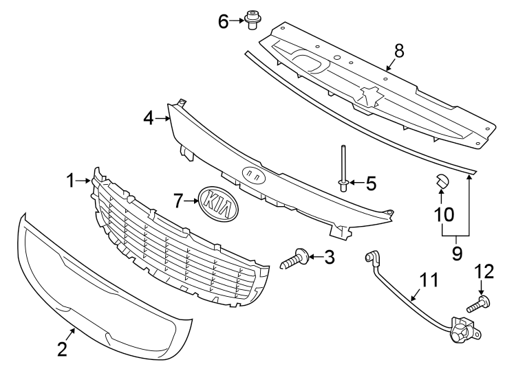 9Front bumper & grille. Grille & components.https://images.simplepart.com/images/parts/motor/fullsize/2418009.png