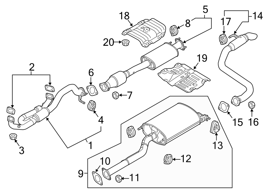 21Exhaust system. Exhaust components.https://images.simplepart.com/images/parts/motor/fullsize/2418215.png