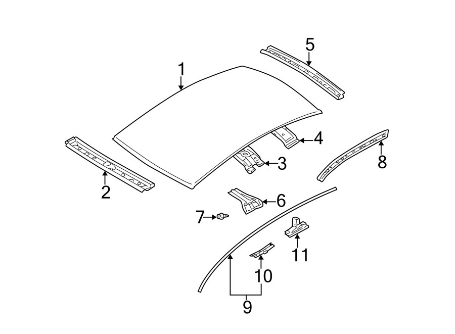 7EXTERIOR TRIM. ROOF & COMPONENTS.https://images.simplepart.com/images/parts/motor/fullsize/2420285.png