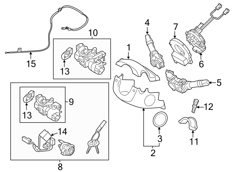 Diagram STEERING COLUMN. SHROUD. SWITCHES & LEVERS. for your 1996 Kia