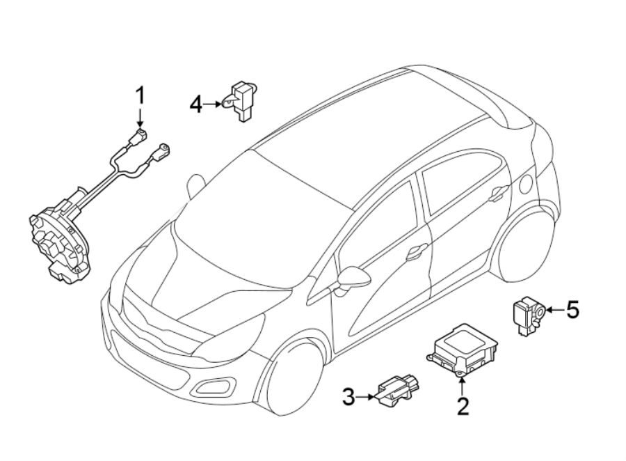 Diagram RESTRAINT SYSTEMS. AIR BAG COMPONENTS. for your 2014 Kia Rio  LX Sedan 