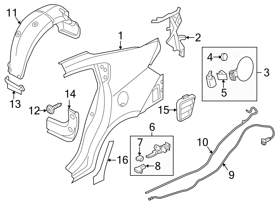 Diagram QUARTER PANEL & COMPONENTS. for your Kia Rio  