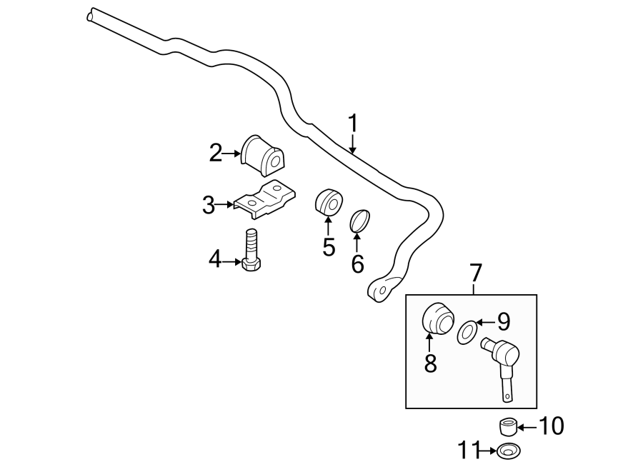 1Front suspension. Steering gear & linkage. Stabilizer bar & components.https://images.simplepart.com/images/parts/motor/fullsize/2430420.png