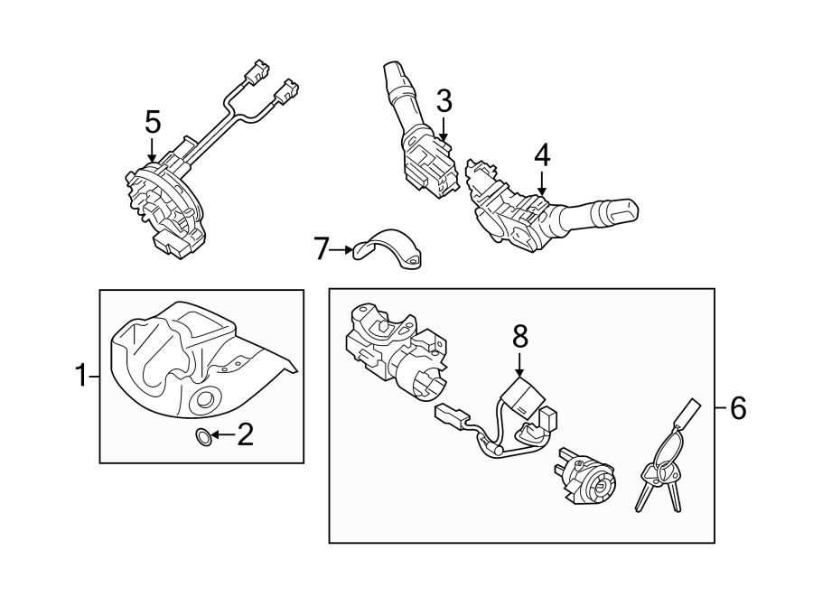 Diagram STEERING COLUMN. SHROUD. SWITCHES & LEVERS. for your Kia