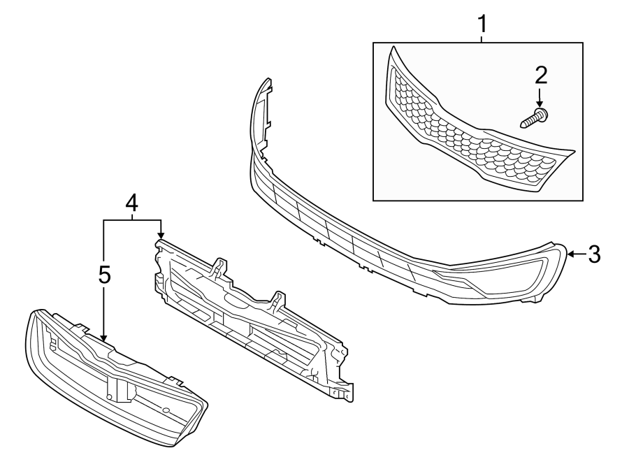 4FRONT BUMPER & GRILLE. GRILLE & COMPONENTS.https://images.simplepart.com/images/parts/motor/fullsize/2434010.png