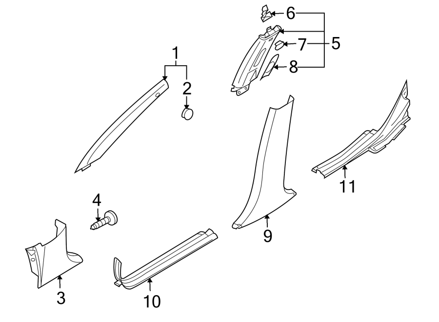 Diagram PILLARS. ROCKER & FLOOR. INTERIOR TRIM. for your 2012 Kia Forte   