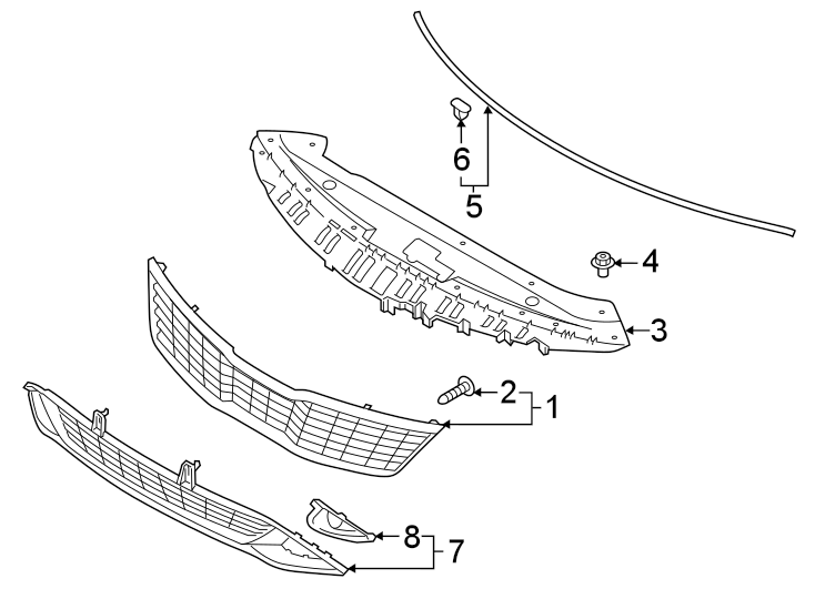 6FRONT BUMPER & GRILLE. GRILLE & COMPONENTS.https://images.simplepart.com/images/parts/motor/fullsize/2436013.png