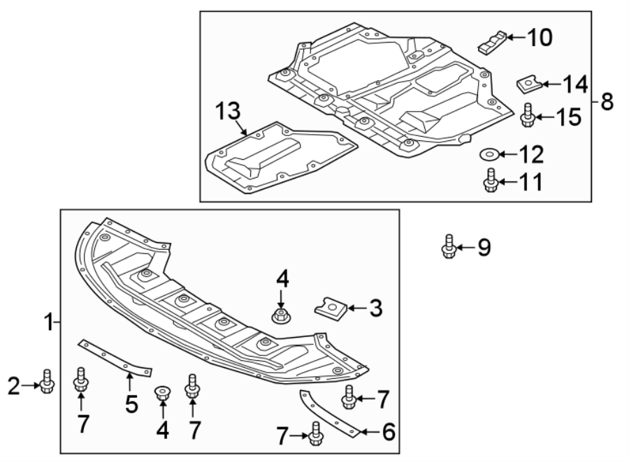 Diagram RADIATOR SUPPORT. UNDER COVER & SPLASH SHIELDS. for your 2022 Kia Carnival   