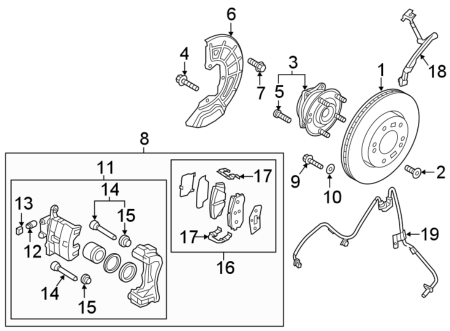 14Front suspension. Brake components.https://images.simplepart.com/images/parts/motor/fullsize/2436442.png