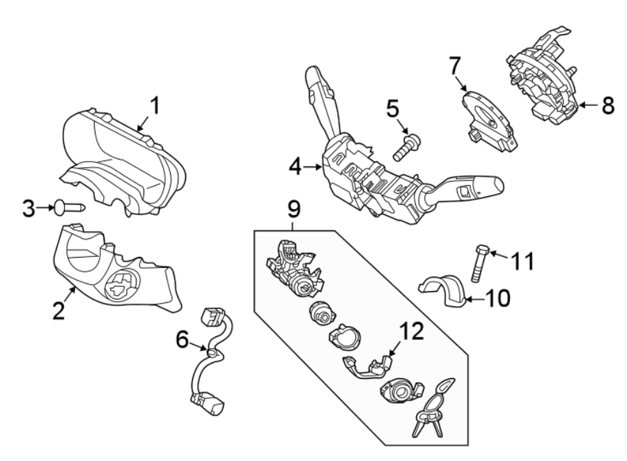 Diagram STEERING COLUMN. SHROUD. SWITCHES & LEVERS. for your Kia