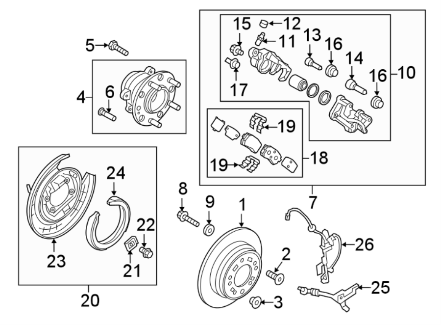 26REAR SUSPENSION. BRAKE COMPONENTS.https://images.simplepart.com/images/parts/motor/fullsize/2436745.png