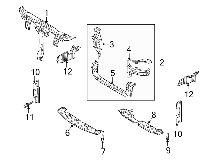 11RADIATOR SUPPORT.https://images.simplepart.com/images/parts/motor/fullsize/2437035.png