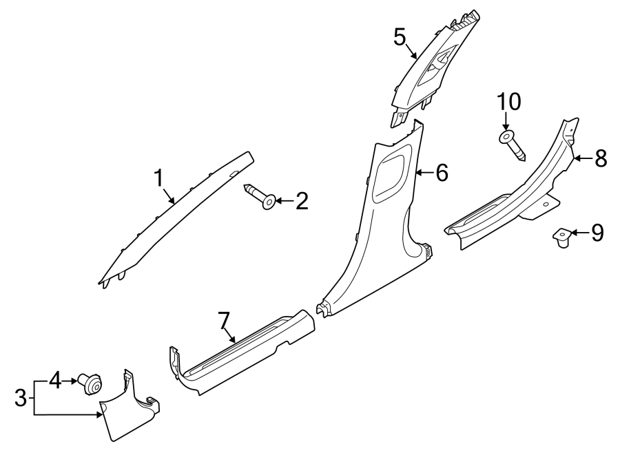 Diagram PILLARS. ROCKER & FLOOR. INTERIOR TRIM. for your 2013 Kia Forte   