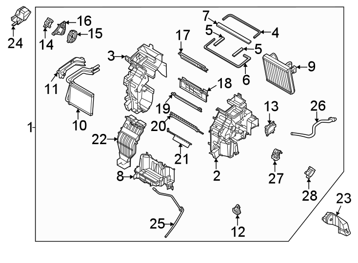 3Air conditioner & heater. Evaporator & heater components.https://images.simplepart.com/images/parts/motor/fullsize/2442110.png