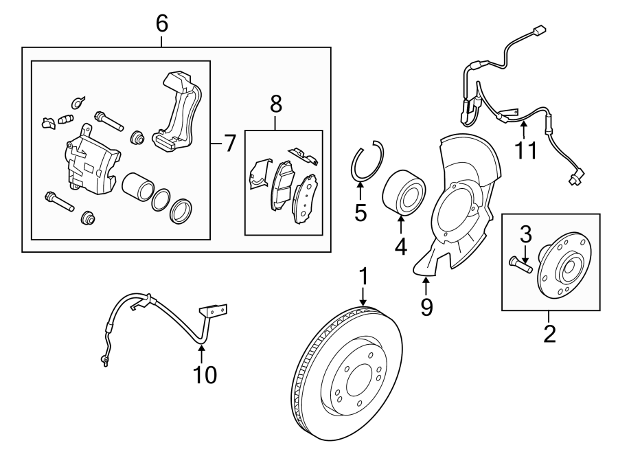 FRONT SUSPENSION. BRAKE COMPONENTS.