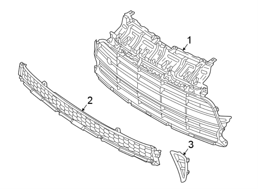 3FRONT BUMPER. GRILLE & COMPONENTS.https://images.simplepart.com/images/parts/motor/fullsize/2457014.png