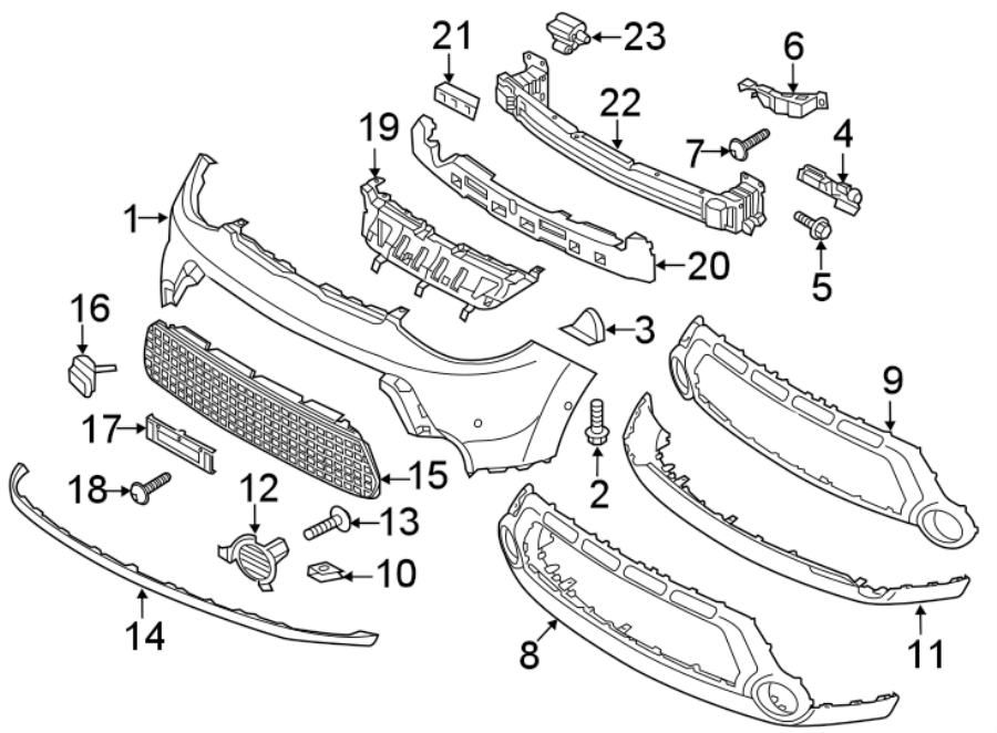 22Front bumper. Bumper & components.https://images.simplepart.com/images/parts/motor/fullsize/2457016.png