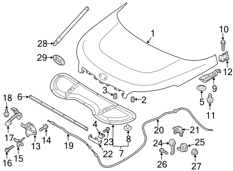 HOOD & GRILLE. EXTERIOR TRIM. HOOD & COMPONENTS.