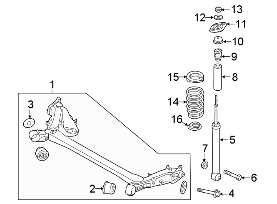 Diagram Rear suspension. Suspension components. for your 2022 Kia Seltos   