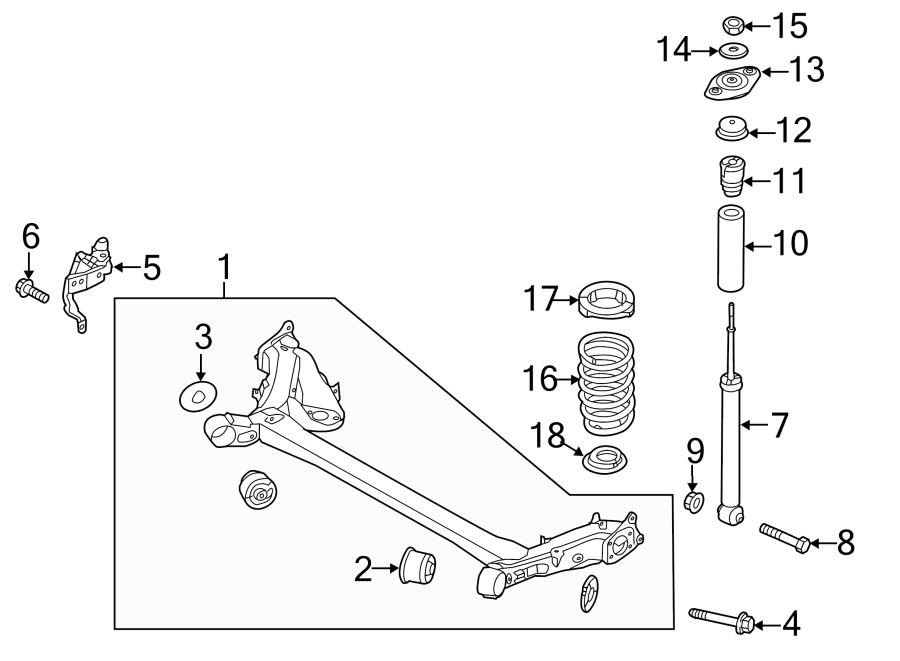 Diagram REAR SUSPENSION. SUSPENSION COMPONENTS. for your 2022 Kia Seltos   