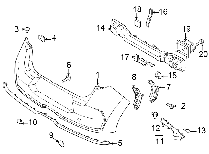 19Rear bumper. Bumper & components.https://images.simplepart.com/images/parts/motor/fullsize/2458741.png