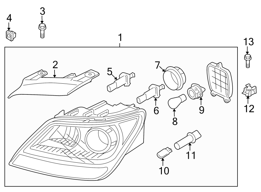 13FRONT LAMPS. HEADLAMP COMPONENTS.https://images.simplepart.com/images/parts/motor/fullsize/2460020.png