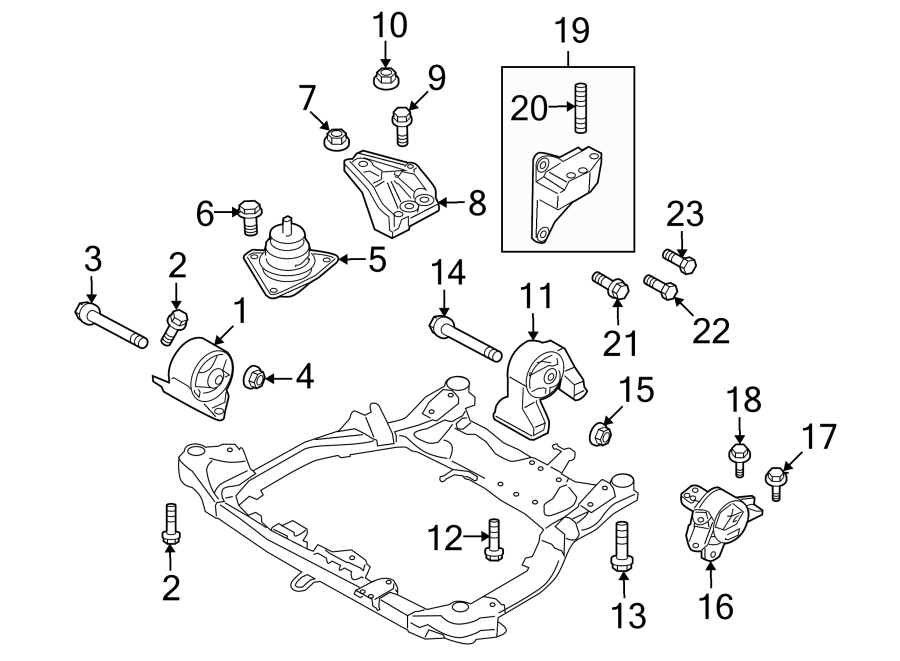 Diagram ENGINE / TRANSAXLE. ENGINE & TRANS MOUNTING. for your 2010 Kia Forte 2.0L Theta II A/T EX Sedan 