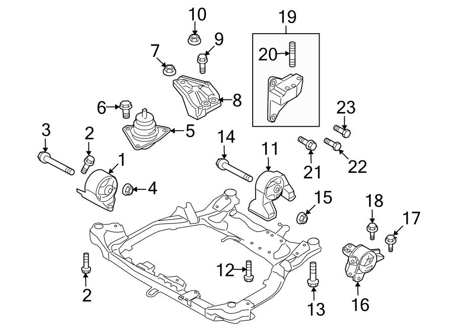 19ENGINE / TRANSAXLE. ENGINE & TRANS MOUNTING.https://images.simplepart.com/images/parts/motor/fullsize/2470215.png