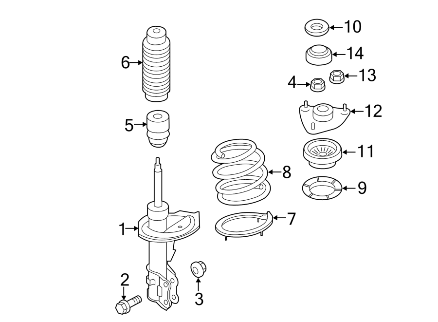 Diagram FRONT SUSPENSION. STRUTS & COMPONENTS. for your 2012 Kia Forte 2.0L Theta II M/T LX Sedan 