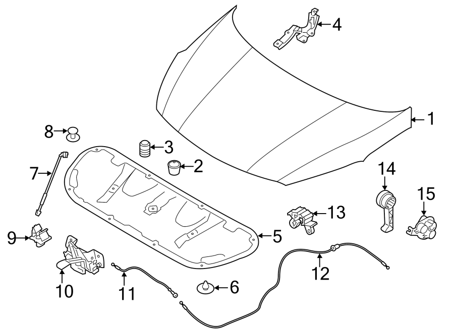 Diagram HOOD & COMPONENTS. for your 2014 Kia Forte 1.8L ULEV M/T LX Sedan 