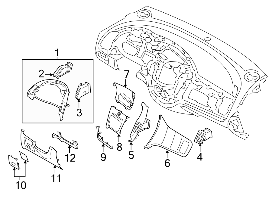 Kia Forte Instrument Panel Trim Panel. 2014-16, metal - 97430A7000AK5 ...