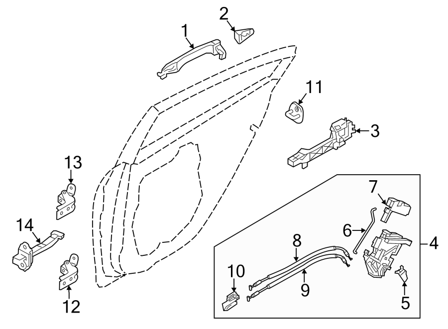 Diagram REAR DOOR. LOCK & HARDWARE. for your 2014 Kia Forte 2.0L ULEV A/T EX Sedan 