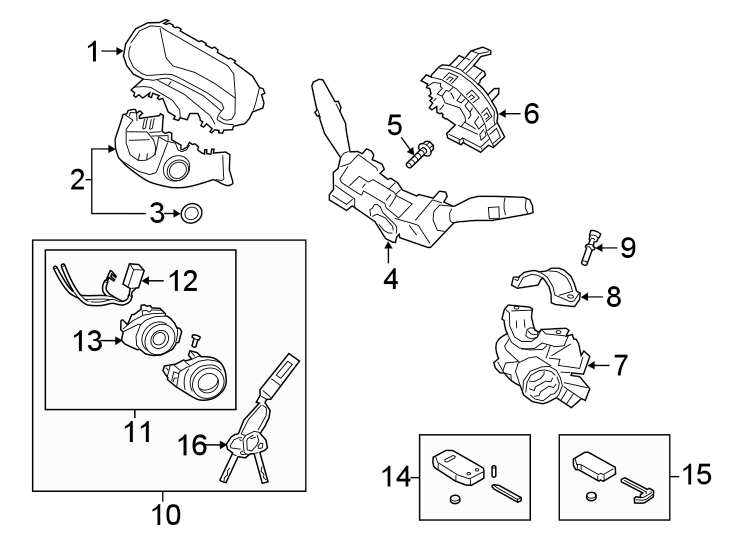 Diagram STEERING COLUMN. SHROUD. SWITCHES & LEVERS. for your Kia