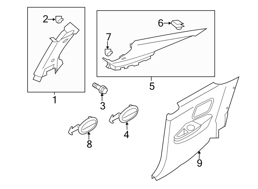 Diagram QUARTER PANEL. INTERIOR TRIM. for your 2023 Kia Forte   