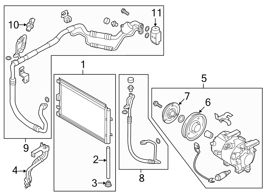 11AIR CONDITIONER & HEATER. COMPRESSOR & LINES. CONDENSER.https://images.simplepart.com/images/parts/motor/fullsize/2481100.png