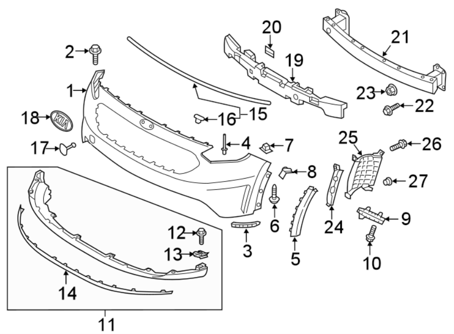 16FRONT BUMPER & GRILLE. BUMPER & COMPONENTS.https://images.simplepart.com/images/parts/motor/fullsize/2490010.png