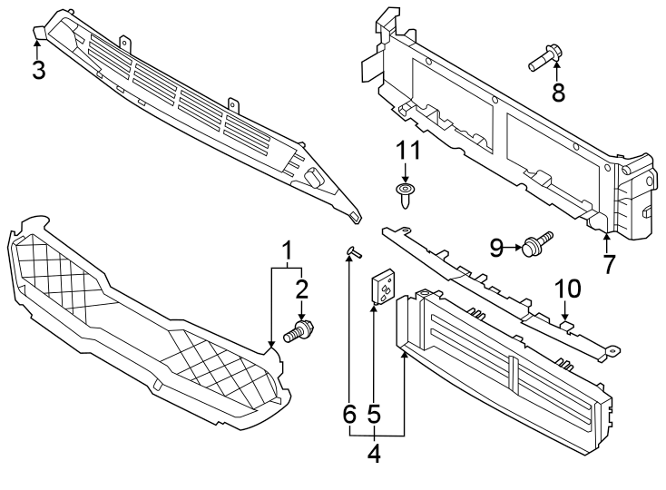 2Front bumper & grille. Grille & components.https://images.simplepart.com/images/parts/motor/fullsize/2490016.png